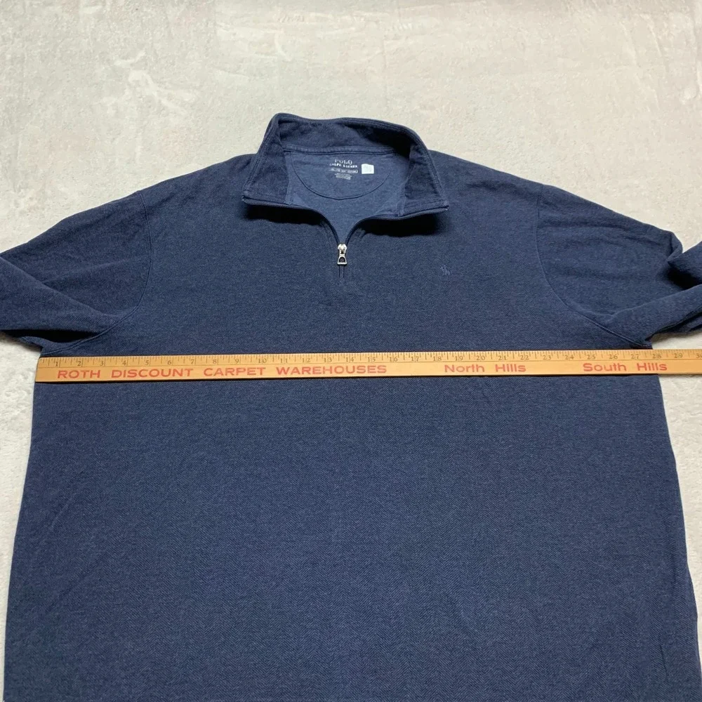 Polo Ralph Lauren Sweater Mens 2XL XXL Double Knit Jersey Quarter Zip Pull Over‎